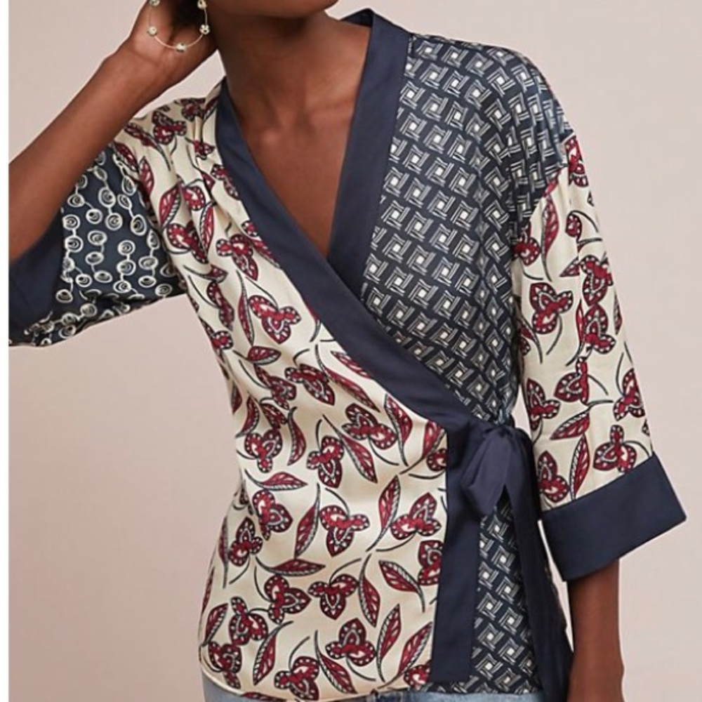 SOLD- Anthro - Patchwork kimono blouse